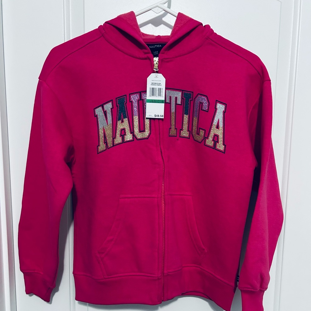 NWT Girls Nautica Zip-Up Hooded Jacket
